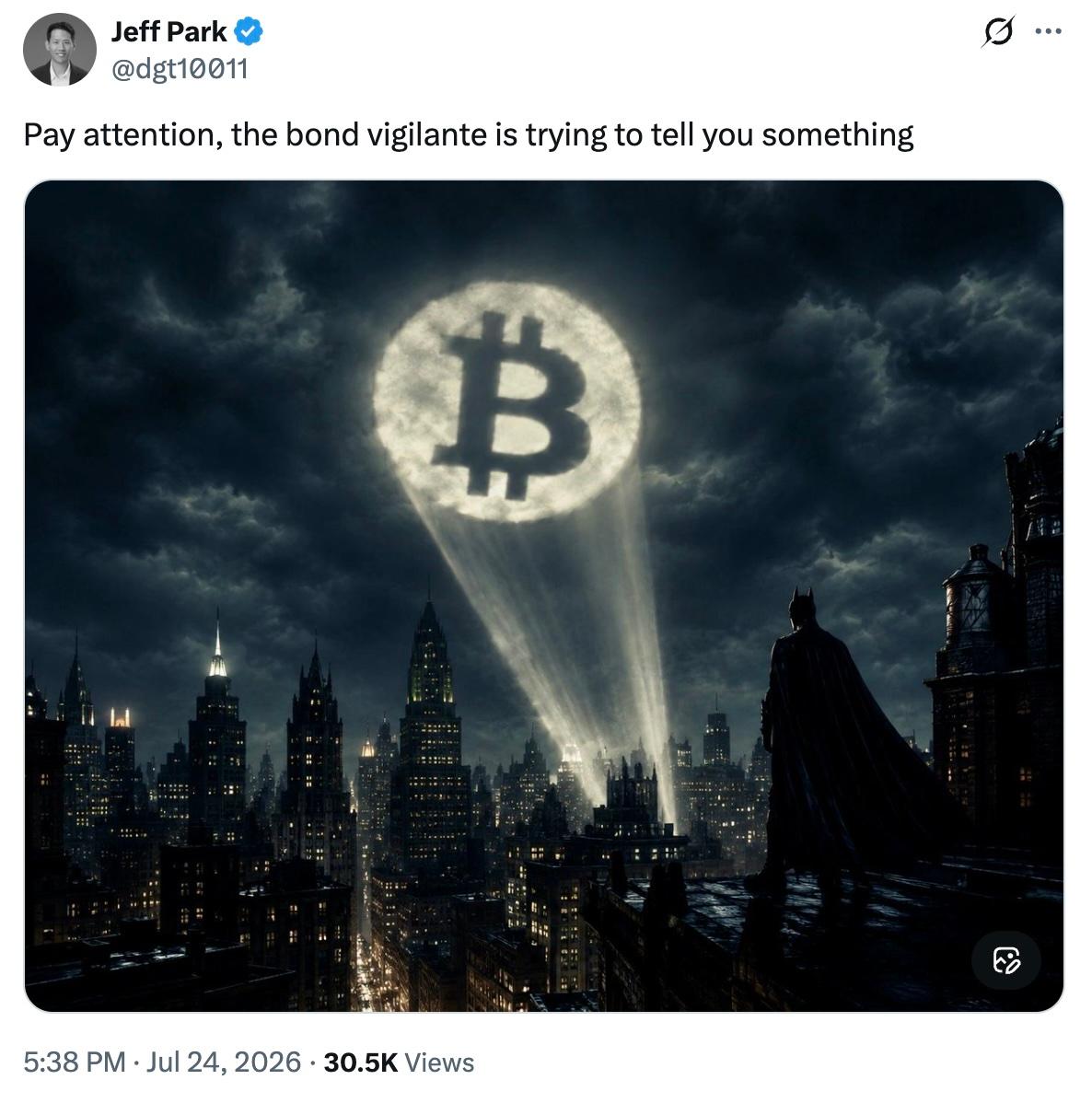 Tweet from Jeff Park @dgt10011 reads: "Pay attention, the bond vigilante is trying to tell you something"