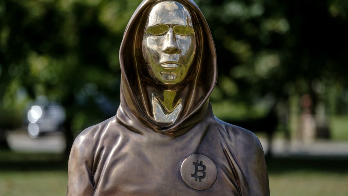 A statue of Satoshi Nakamoto in Budapest, Hungary.